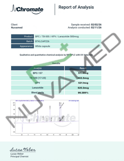 BPC-157 / TB-500 / KPV / Larazotide Capsules Sample